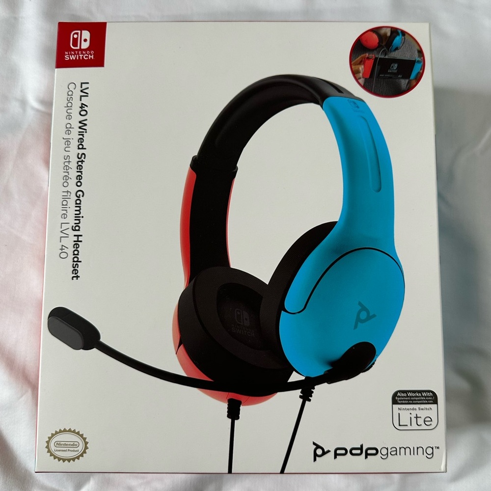 Nintendo Switch LVL Wired Stereo Gaming Headset Red Blue New In Box